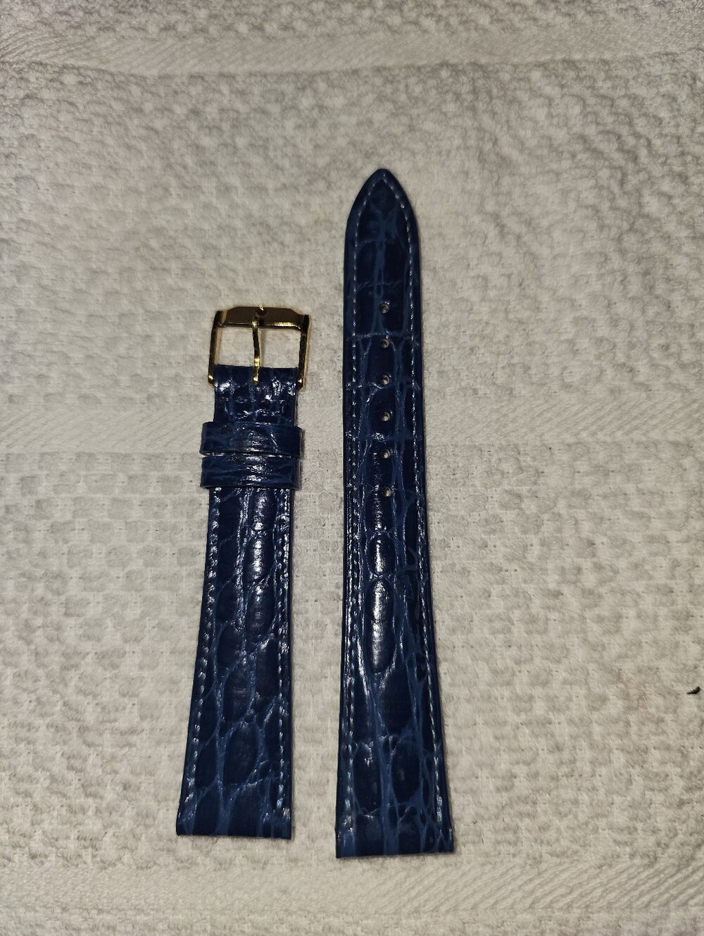 Vintage Movado 18mm Royal Blue Padded Mock Croc Watch Strap Swiss